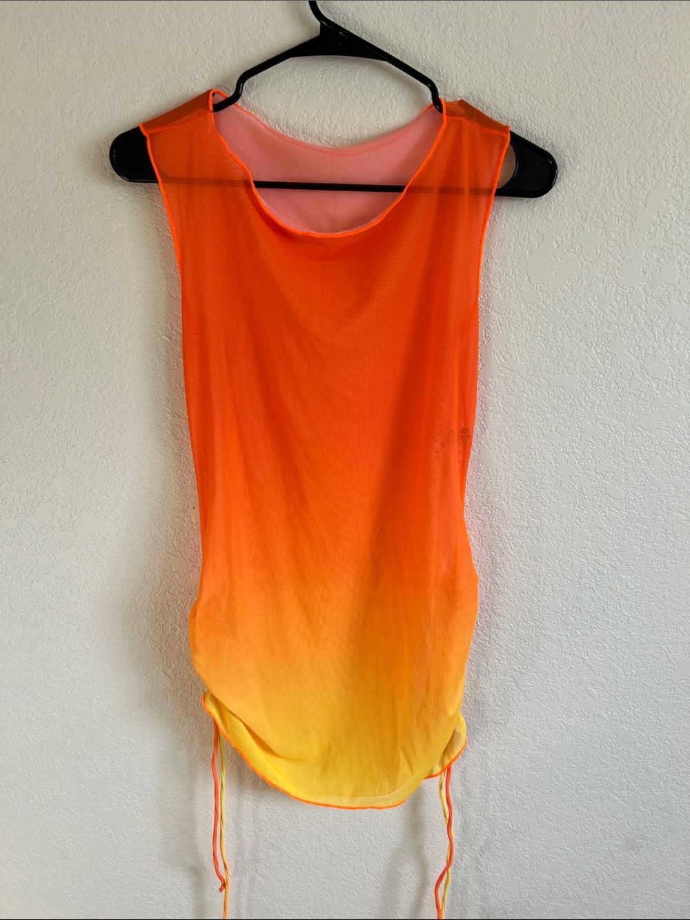 Ombre Drawstring Mesh Cover Up